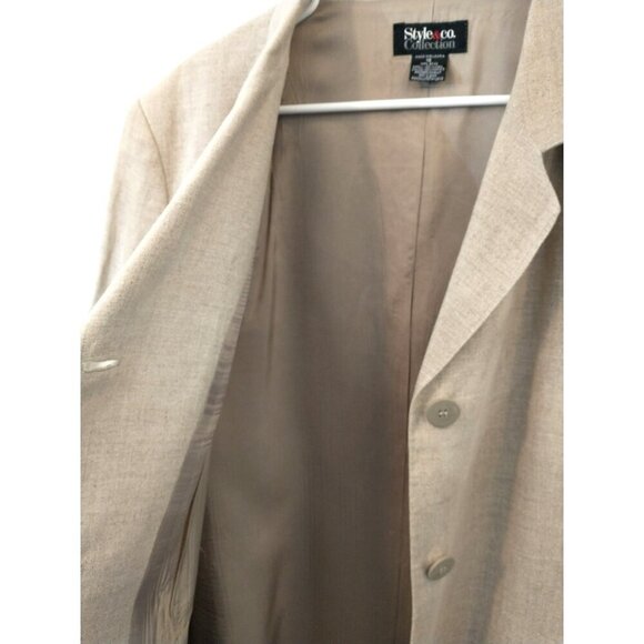 Style & Co. Womens Linen Blazer Jacket Tan Beige 3-Button Lined Pockets - 18 - Picture 4 of 6